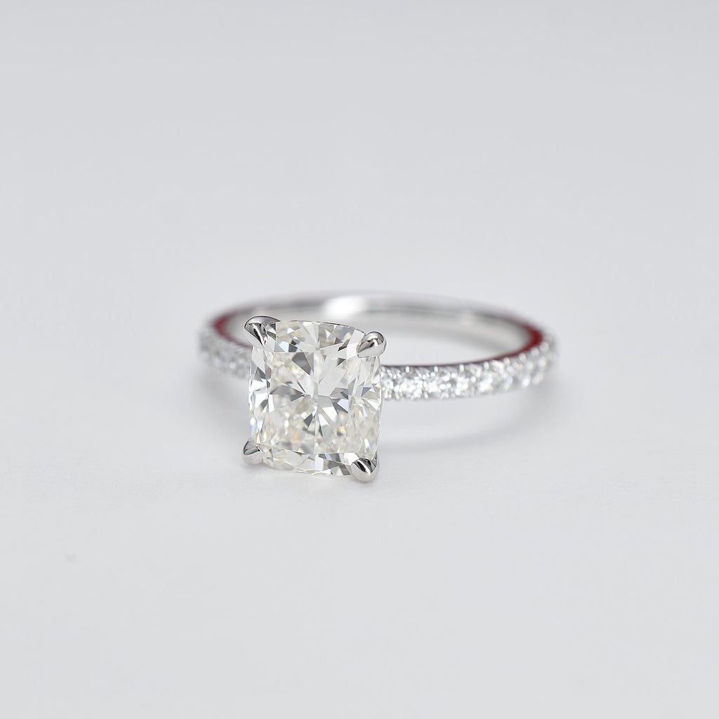 Elongated cushion cut on sale thin pave band