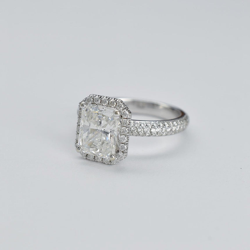 Radiant Cut Micro Pavé Halo Engagement Ring