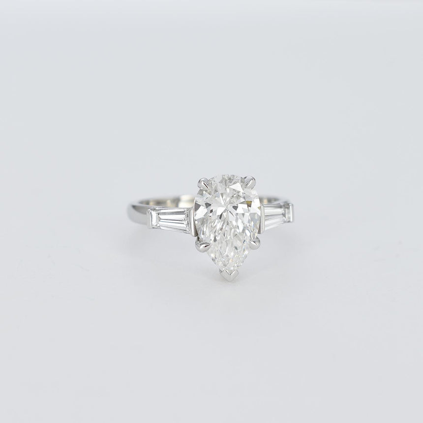 Pear Cut with Tapered Baguette Engagement Ring