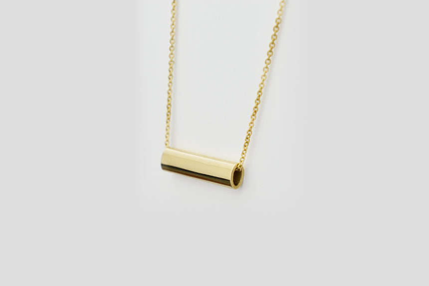 Golden Cylinder Pendant - Engravable (Two sides)