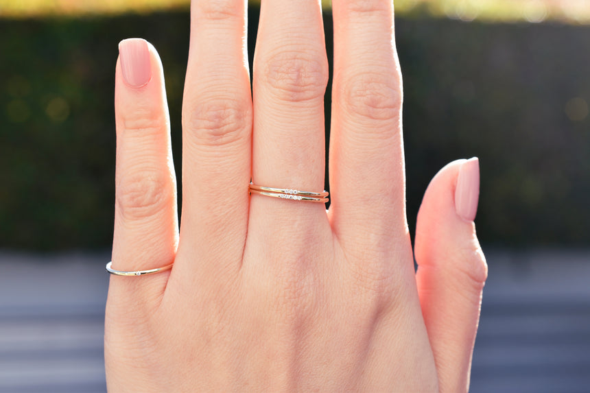 Dainty Ring with Five Diamonds